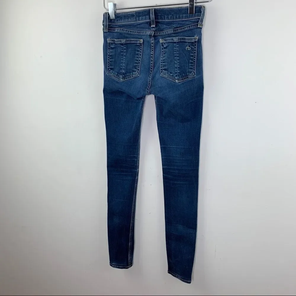 Rag & Bone The Legging Skinny Jeans - Clean Indigo Medium Wash‎ Low-rise Sz 25